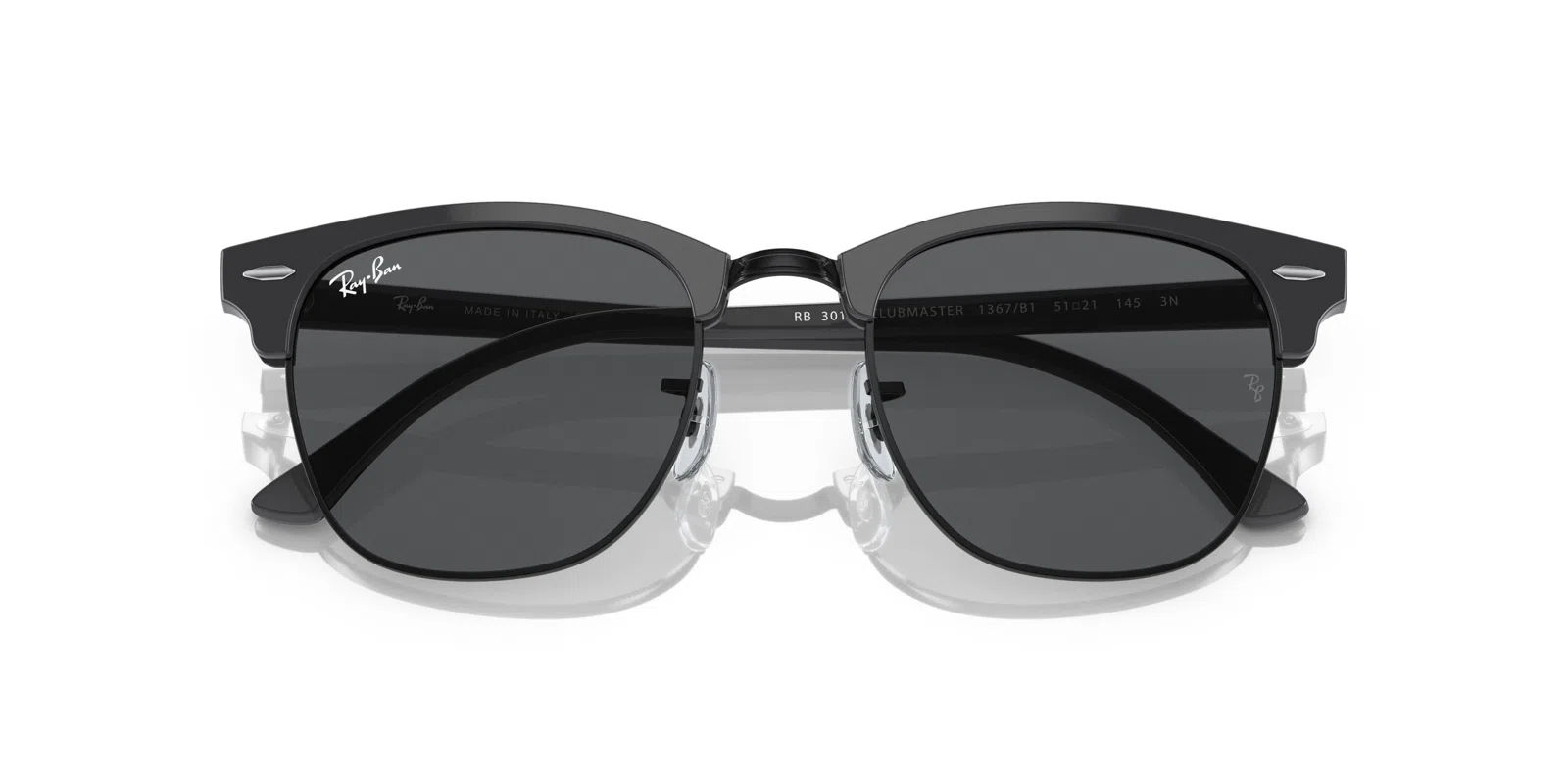Ray-Ban Clubmaster 0RB3016 Sunglasses - Grey On Black - view 14